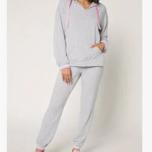 NWT MUK LUKS Brushed French Terry Hooded Lounge Set GREY size XL